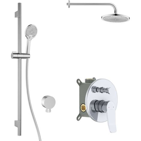 kielle Nefia - Set de douche avec mitigeur encastré, 2 sorties, avec accessoires EcoSpare et corps d’encastrement, chrome 20627SP100 (1/5)