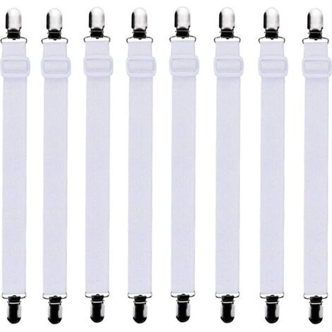 8Pcs (60cm à 200cm) Tendeur Drap Housse Lit Drap Réglable,Tendeurs de Maintien,Convient à Tous Lits et Matelas,Blanc (1/4)
