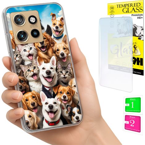 Funda para Motorola Edge 50 Neo con foto y cubierta trasera con diseño de perros + cristal 9H (1/5)