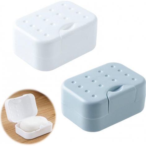 2 Porte-Savon Voyage Étanches Blanc Bleu pour Extérieur Randonnée (1/5)