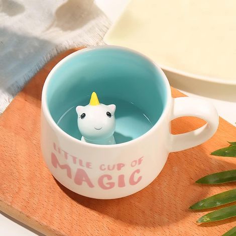 Unicornis Magic - Mok Licorne 3D - Céramique - Design unique à la main - 400 ml - Blanc avec détails colorés - Cadeau idéal pour une femme et une fille (1/4)