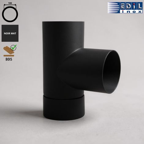 Té 90° avec tampon émaillé noir mat Edilinox - Diamètre 180 mm (1/3)