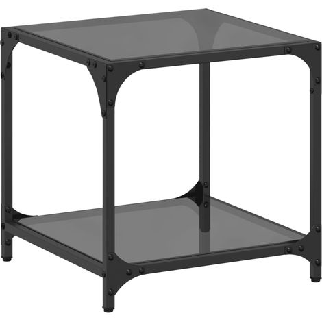 Couchtisch mit Glasplatte Schwarz Transparent 40x40x40 cm Stahl vidaXL (1/5)