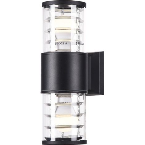 Lampada Da Parete Moderna Per Esterno Alluminio Nero 2 Luci E27 60W Ip54 (1/4)