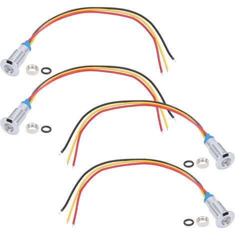 4 ensembles de led rondes précâblées, étanches, 2 couleurs, Signal lumineux, Anode commune 8mm 36V (rouge et jaune) (1/5)