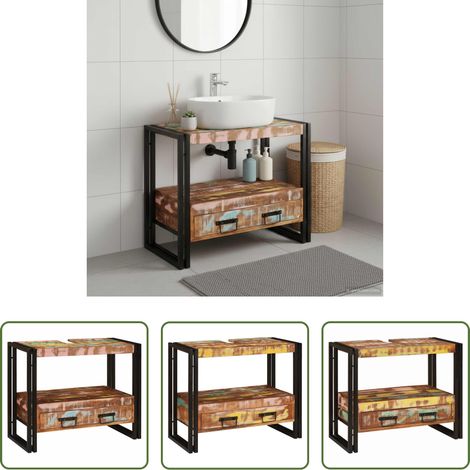 vidaXL Tiroir salle de bain - Armoire de coiffeuse Multicolore Bois Recyclé Solide (1/5)