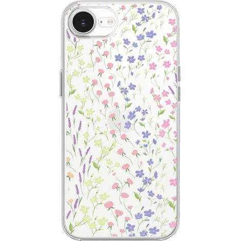 iPhone 16e Hülle, transparent, Silikon Flexi, Wildblumen (1/5)