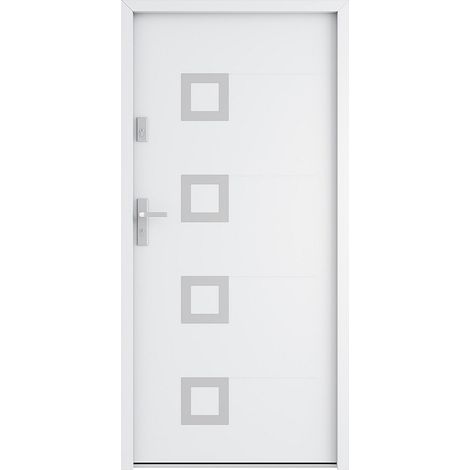 Porta d'ingresso H207 x L100 cm in Acciaio massiccio e inox Bianco apertura a destra - TIFANA