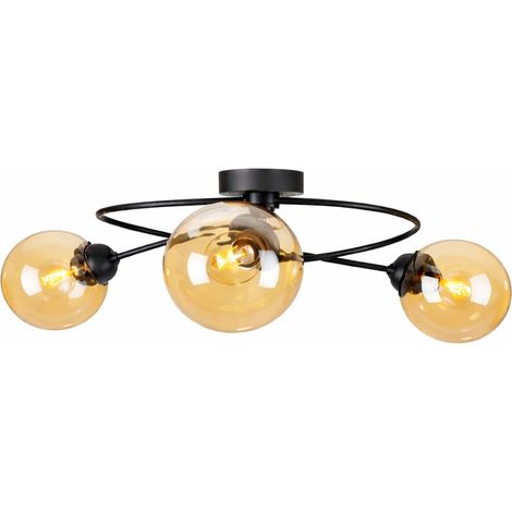 Deckenleuchte 3xE14 Lyra Schwarz Bernstein II Keter Lighting (1/5)