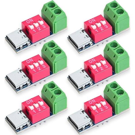 Ecleanfy - Lot de 6 modules de déclenchement PD USB-C, leurres PD/QC, charge rapide USB Type-C vers chargeur haute vitesse 12 V. (1/5)