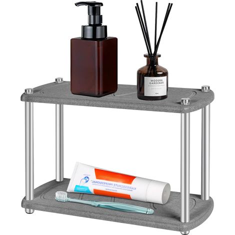 Cesta de secado instantáneo para fregadero - Soporte para esponjas debajo del fregadero - Cesta de almacenamiento para encimera de cocina (Gris oscuro) (1/5)