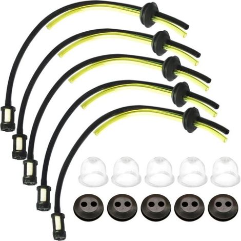 5-teiliges Kraftstoffschlauch-Set für Freischneider, universelle Kraftstoffleitungsdichtungen, Kraftstofffilter, Kraftstoffleitungssatz, Kraftstoffzuleitungsdichtung und Filter für Trimmer H723 (1/5)