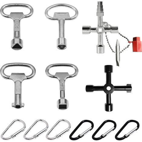 Lot de 12 Clé Multifonction,Clé Triangle Passe Partout,Clé Coffret edf/gaz/enedis/grdf,Multifonction Clef Passe Partout pour Armoire Electrique et Robinet (1/5)