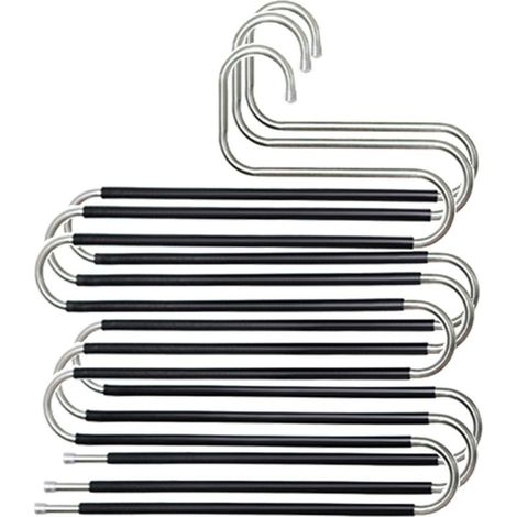 Pantalons Cintres,3 Pièces Cintres de Pantalon en Acier Inoxydable Antidérapant Gain de Place Pantalons Cintres Type S,pour Jupes éCharpes Serviettes (1/5)