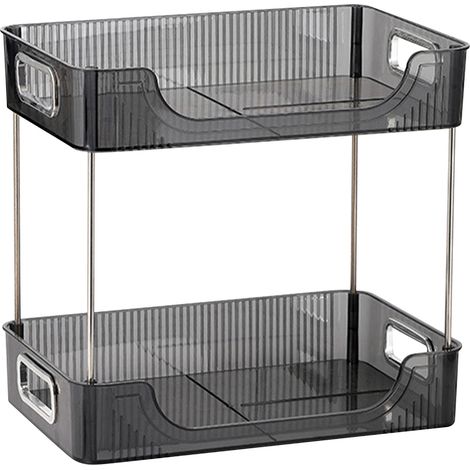 Organiseur de bureau à 2 niveaux, étagère de rangement moderne et spacieuse, gris, pour bureau, chambre ou maison. (1/5)