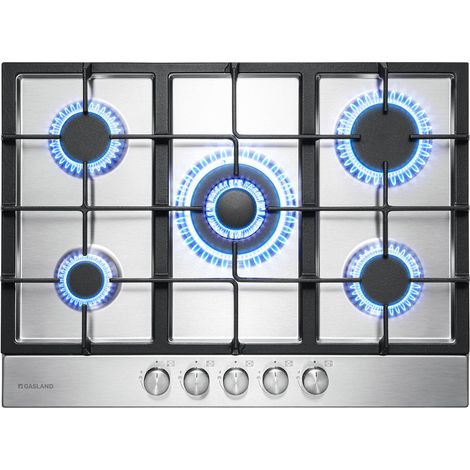GASLAND Plaque de Cuisson à Gaz Naturel/Butane/Propane encastrée, Acier inoxydable - GH2705SS1FC - 5 Foyers - 10400W (1/5)
