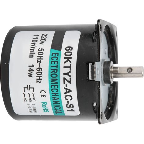 Moteur synchrone AC XD60KTYZ 14W, à aimant permanent, rotation bidirectionnelle, couple élevé et faible vitesse, axe central 110 tr/min, tension 220V, micro-moteur robuste. (1/5)