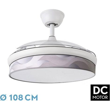 Ventilador Dc Moda 72w Blanco/ola Gris 108d 3aspas 7200lm 3000k,4000k,6000k Remoto+memoria+temporizador (1/3)