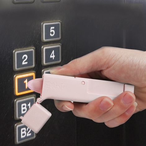 Tragbarer, wiederverwendbarer ABS-Hebegriff für Aufzugsknöpfe – Anti-Kontakt-Schutzzubehör (Pink)