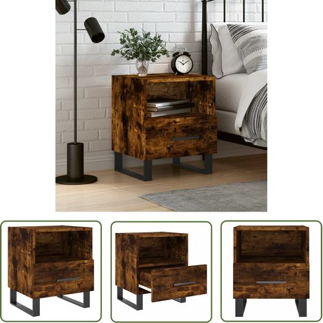Furniture Limited - Table de chevet chêne fumé 40x35x47,5 cm bois (1/5)