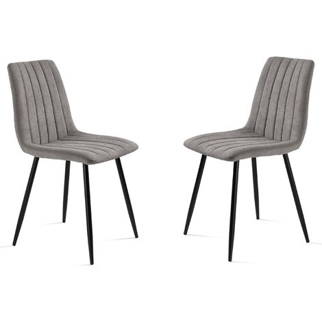 Sedia da pranzo in tessuto Grigio Chiaro gambe metallo nere - KOLE 2 sedie (1/5)