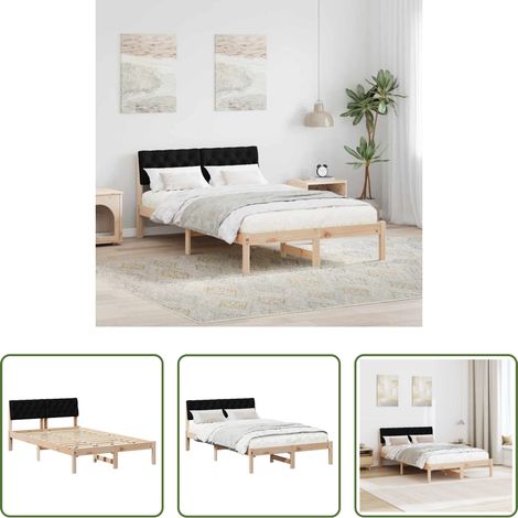 Massiv Holz - Bettgestell Braun und Schwarz 120 x 200 cm Massivholz Kiefer (1/5)