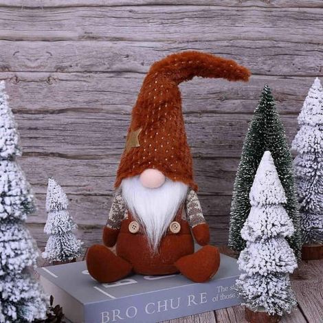 Décorations de Père Noël faites à la main BSJJY avec étoile, pour Noël, Pâques, le Nouvel An, la fête nationale, décorations de lutins pour le week-end, lutins d'intérieur, Br[D] Marron (1/5)