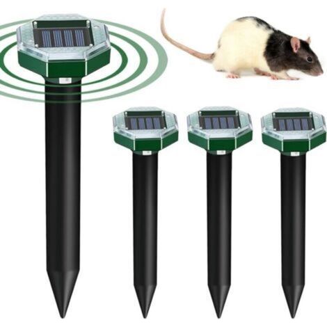 Répulsif Solaire pour Taupe 4 pièces Répulsif Taupe Solaire, Repulsif Souris et Rats Ultrason, Anti Souris Ultrason pour Repousser Taupes, Campagnols et Gaufres (Octogone)