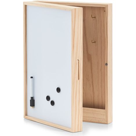 Zeller 15142 - Cassetta Portachiavi con Lavagna Bianca, in Legno, 42 x 30 x 8 cm, Colore: Bianco
