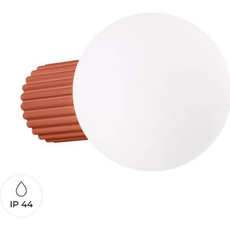 Applique moderna, rosso ocra, corpo scanalato, sfera in vetro bianco, per bagno, corridoio, 1xG9 8W IP44, HALO Sollux Lighting (1/5)