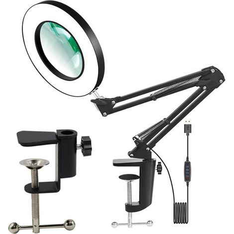 Lampe loupe annulaire de bureau - Pour la maintenance de précision des composants électroniques - 1 unité, grossissement 10x (1/4)