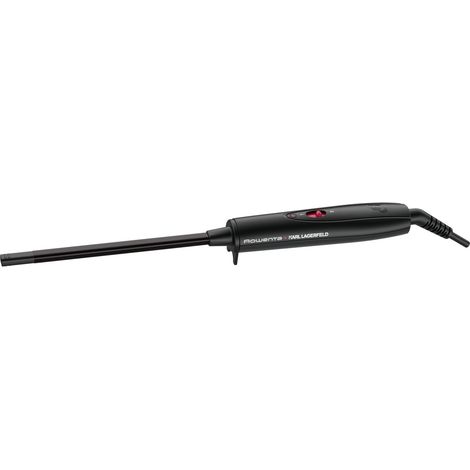 Piastretta per Capelli Rowenta Karl Lagerfeld CF311L Curls Forever, Diametro 10 mm, Riscaldamento a 180�C, Rivestimento in Cheratina e Lucentezza, Risultati Duraturi, Colore Nero/Rosso