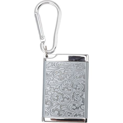Cendrier portable avec porte-clés en alliage d'aluminium, boîte à cendres de poche motif gaufré argenté (1/5)