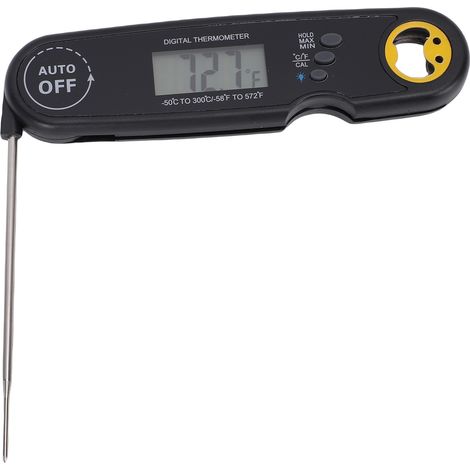 IPX7 wasserdichtes Lebensmittelthermometer, schnelle und genaue Messung, für Fleisch, mit faltbarer Sonde, schwarz. (1/5)