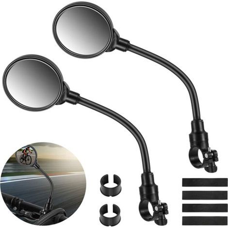 Fahrradspiegel, 2 Weitwinkel-Fahrradspiegel mit 360°-Drehung, konvexe Acryl-Sicherheitsspiegel für 22-30 mm Lenker, Fahrradzubehör für alle Fahrräder und Motorräder (1/5)
