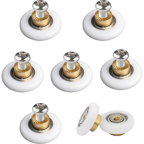 Rouleau de Porte Douche 6 Pièces Roulette Porte Roulette de Douche Rouleau de Porte Coulissante Rouleau Roulette Roue Roue de Remplacement pour Porte de Douche Roulettes 20mm (1/5)