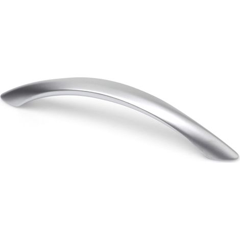 Asa de zamak con acabado cromo mate, dimensiones:150x13x27mm y entrepuntos:128mm -