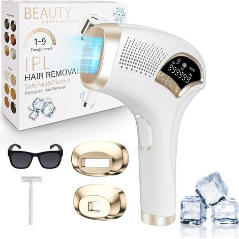 Épilateur à Lumière Pulsée, HR/SC/RA 3-en-1 IPL Épilateur Laser avec 9 Niveaux D'Énergie, 999,999 Flashes IPL Épilateur Electrique avec 2 Modes pour Femme et Homme, Visage, Corps (1/5)