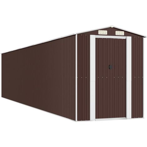 Maison Exclusive - Cobertizo jardín acero galvanizado marrón oscuro 192x938x223 cm (1/5)
