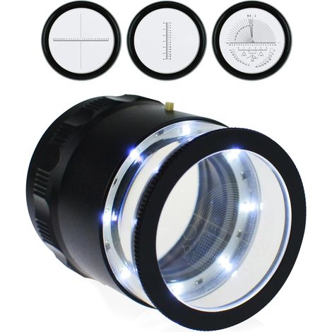 1 Loupe, 10X, échelle réticule interchangeable, lumière LED, champ 25mm, bijouterie (1/4)