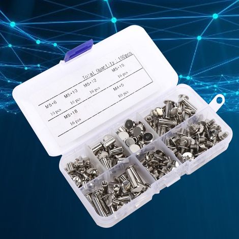 Kit de 160 vis, clous et rivets à tête plate pour la création d'albums et de livres. (1/5)