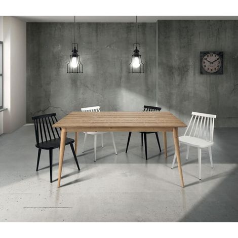 Tavolo di Design in Legno Allungabile Abete Spazzolato Naturale Dimensione Tavoli: 160 x 85 + 1 allunga 50 cm