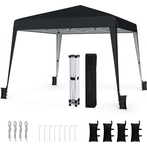 Tonnelle Pliante 3 x 3 m, Pop-up, Tente de Jardin Exterieur Imperméable avec Sac de Transport, Piquets, Pergola Jardin Exterieur pour Camping, Noir (1/5)