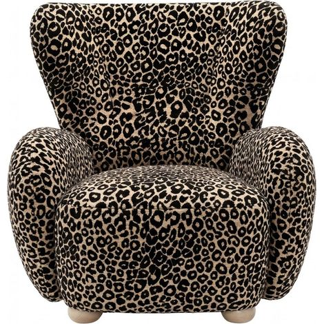 LILI - Fauteuil tissu imprimé animalier - Café (1/5)