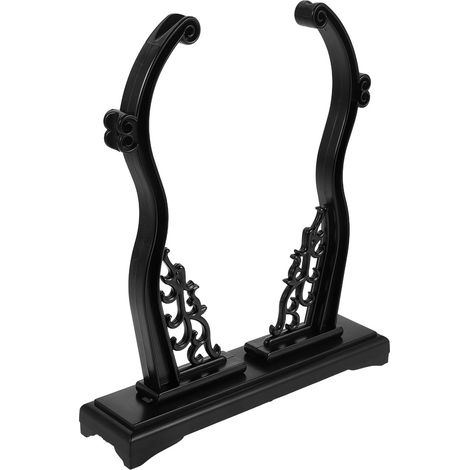 Support pour éventail japonais en résine noire de grande taille, base (1/5)