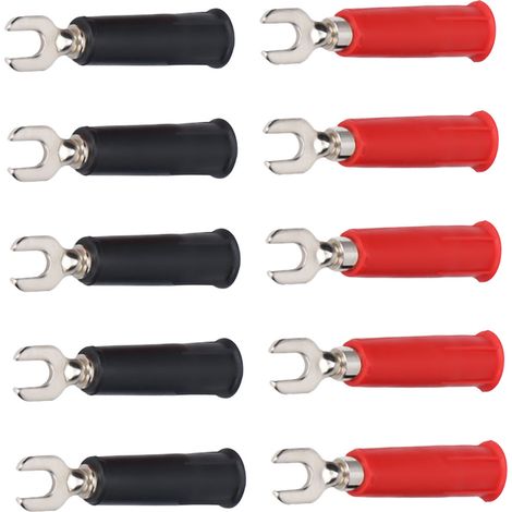 Lot de 10 cosses à sertir électriques de type U/Y de 4 mm, connecteurs à fourche isolés pour multimètre à fiches bananes (1/5)