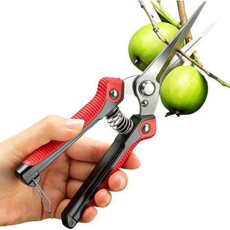 Tijeras de podar para jardinería: mango extendido, antideslizante y dentado de acero inoxidable, para uso en exteriores y jardines, para la cosecha. (1/5)