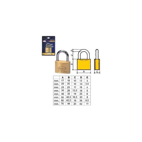 LUCCHETTO OTTONE ARCO NORMALE 2700 IN BLISTER- - mm.17 (2715B) - 12 pezzi POTENT