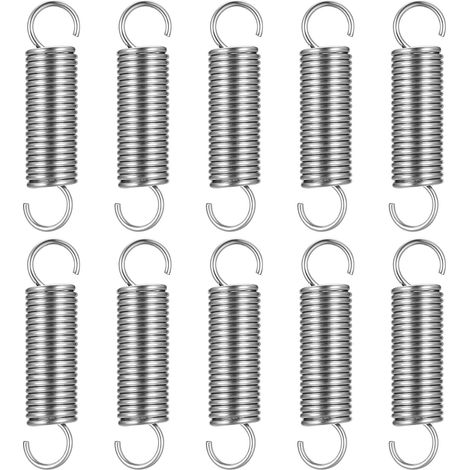 10 - Ressort De Tension - Acier Inoxydable - Double Crochet Pour Fixation Rapide - Usage Automobile Et Mobilier - Argent - 75x17x2cm (1/5)