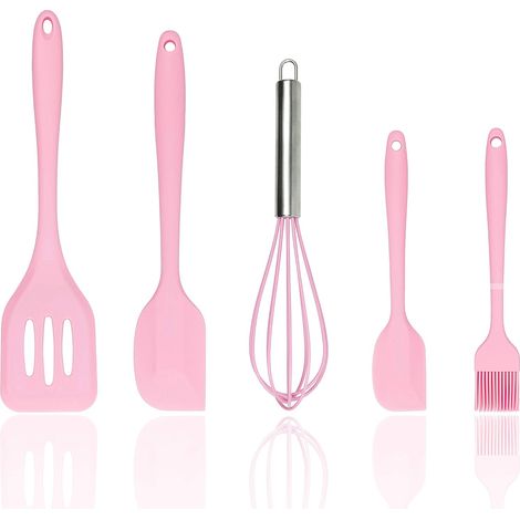 Utensilios De Cocina De Silicona - 5 Piezas - Espátula Grande - Espátula Pequeña - Turner - Batidor - Cepillo Para Salsear - Resistente Al Calor Hasta 220 °C (1/5)